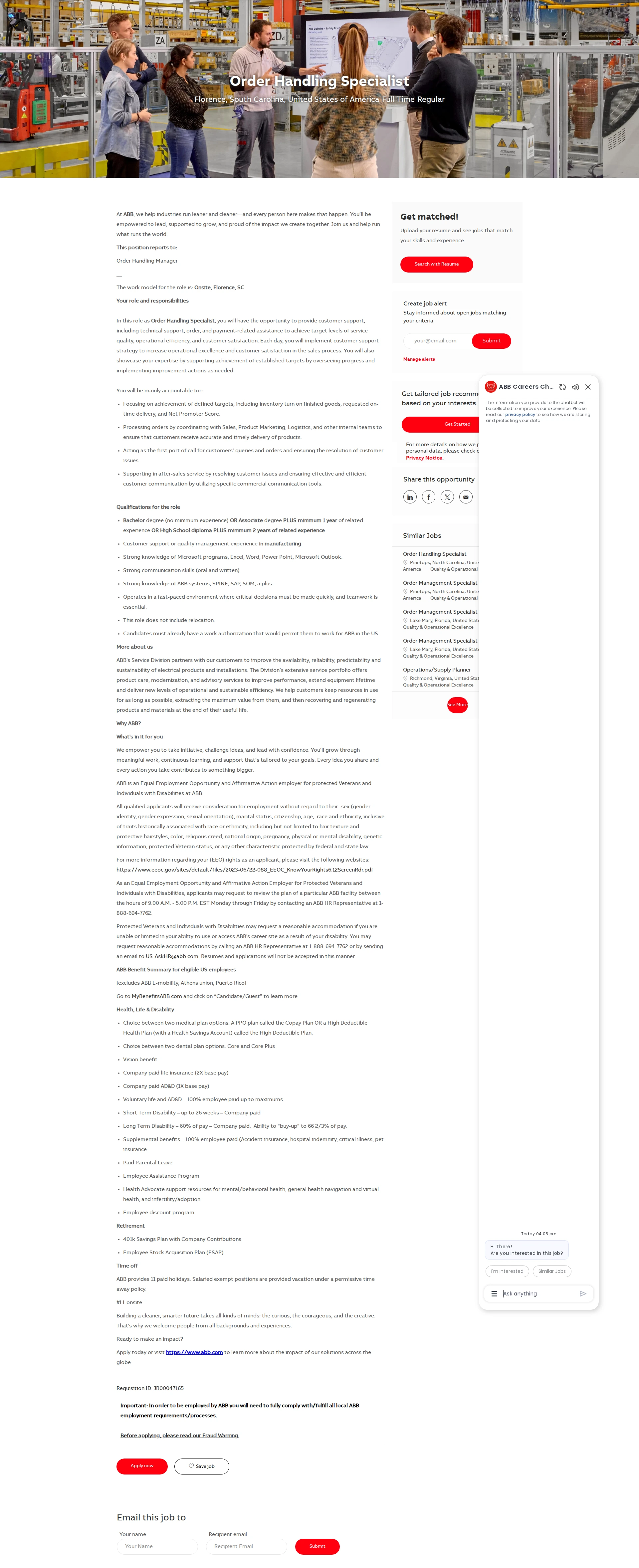 ABB코리아 Order Handling Specialist 채용공고