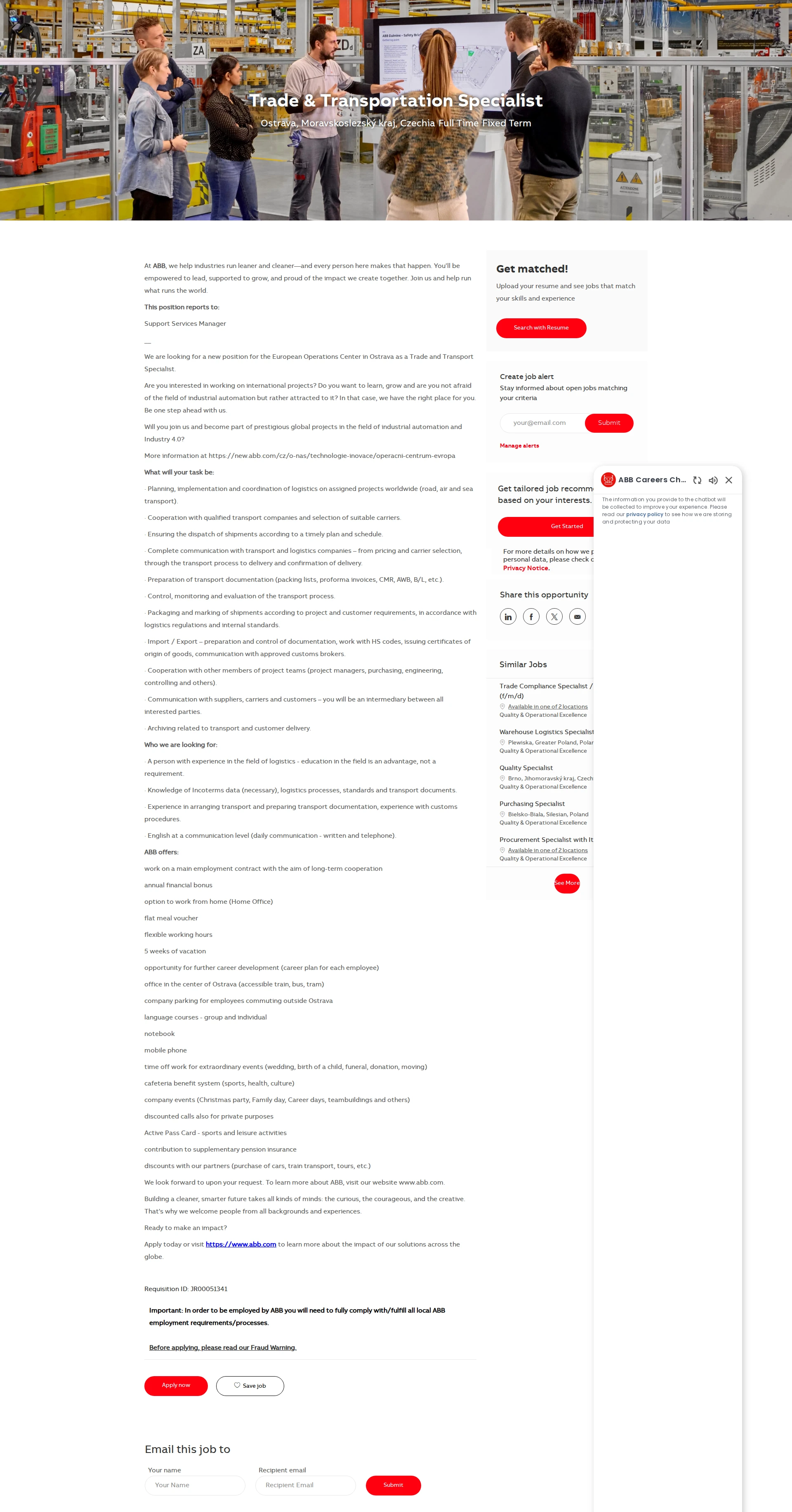 ABB코리아 Trade & Transportation Specialist 채용공고