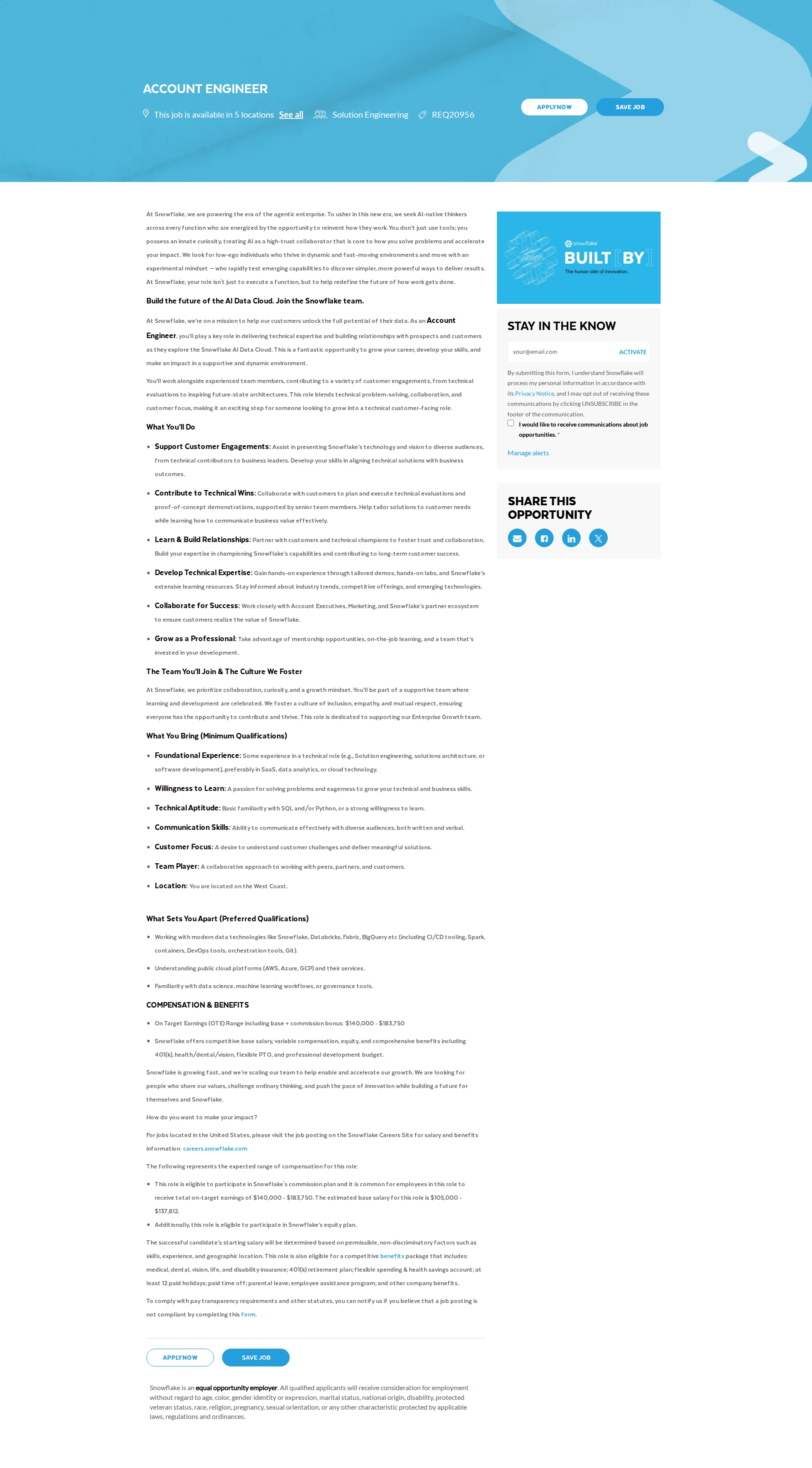 스노우플레이크 Account Engineer 채용공고