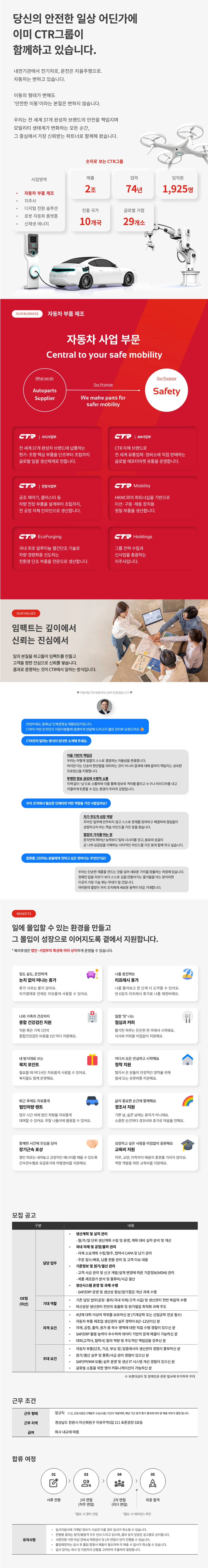 씨티알 CTR 샤시부문 OE팀 (마산) 경력직 채용 채용공고