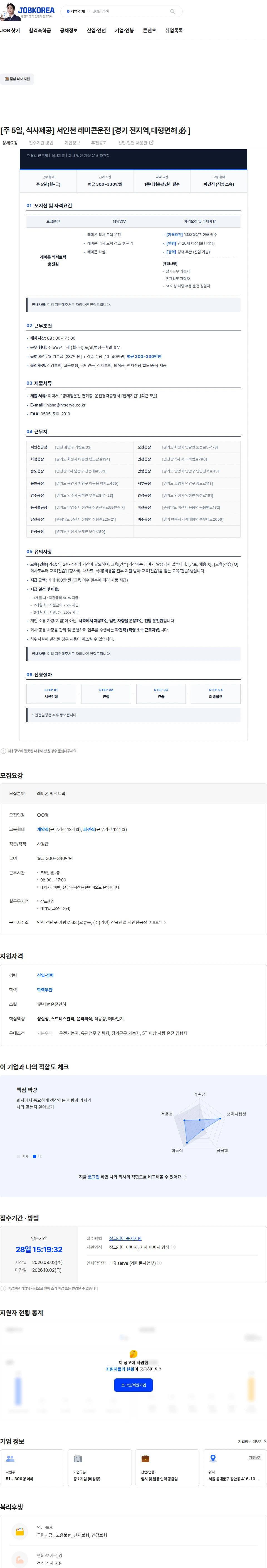 삼표산업 [주 5일, 식사제공] 서인천 레미콘운전 [경기 전지역,대형면허 必 ] 채용공고