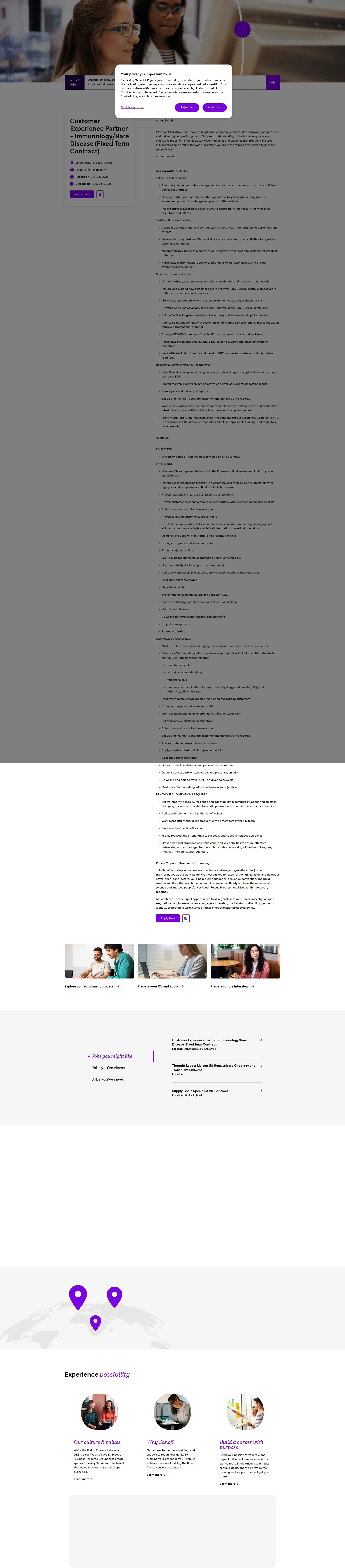 사노피 Customer Experience Partner - Immunology/Rare Disease (Fixed Term Contract) 채용공고
