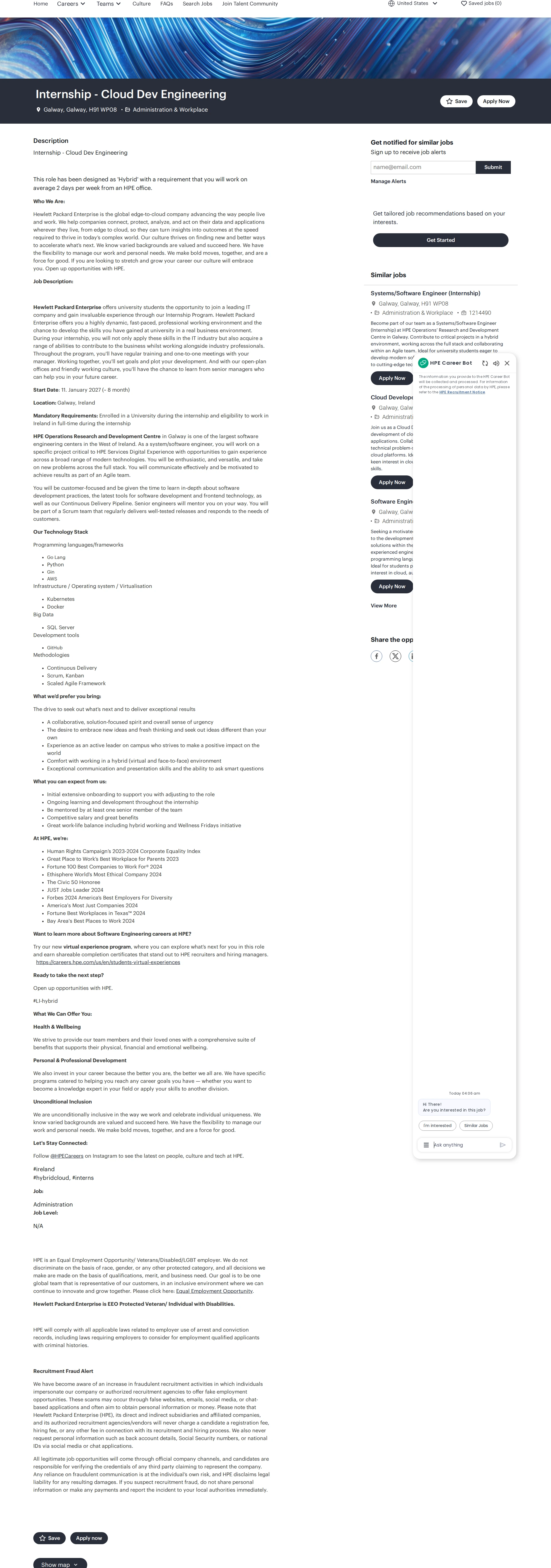 HP Internship - Cloud Dev Engineering 채용공고