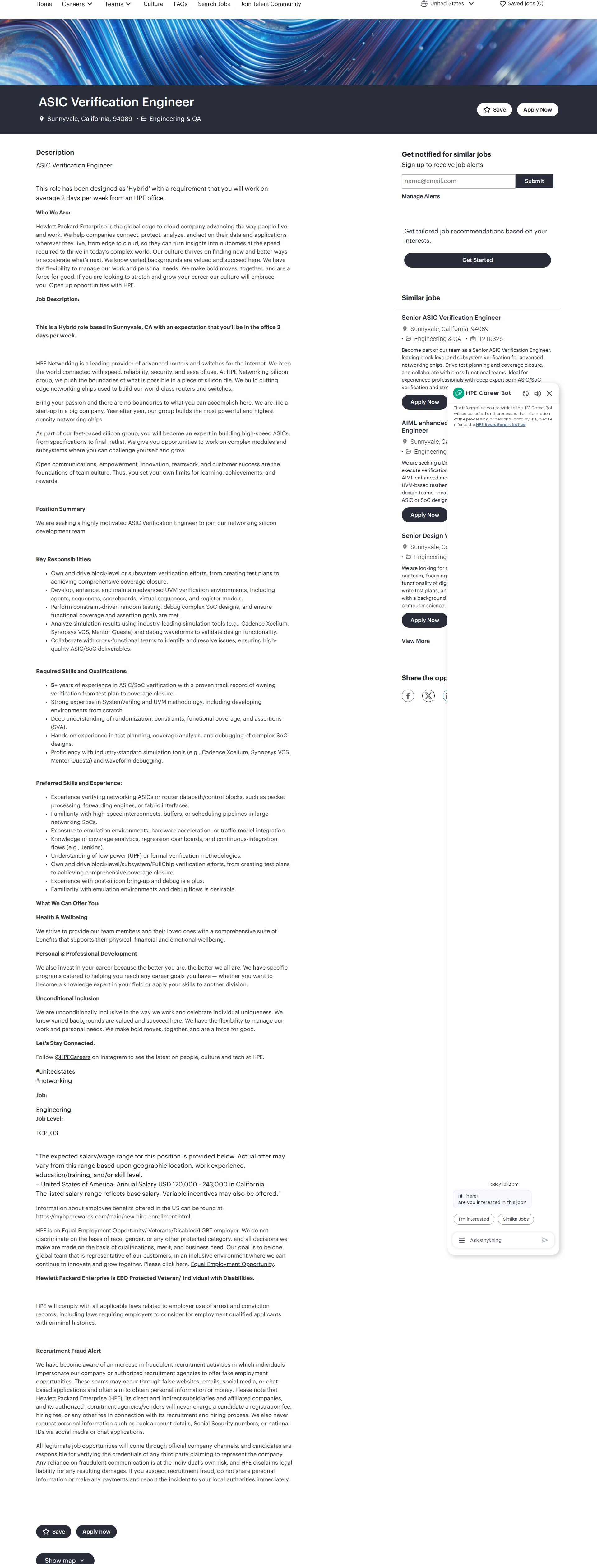 HP ASIC Verification Engineer 채용공고