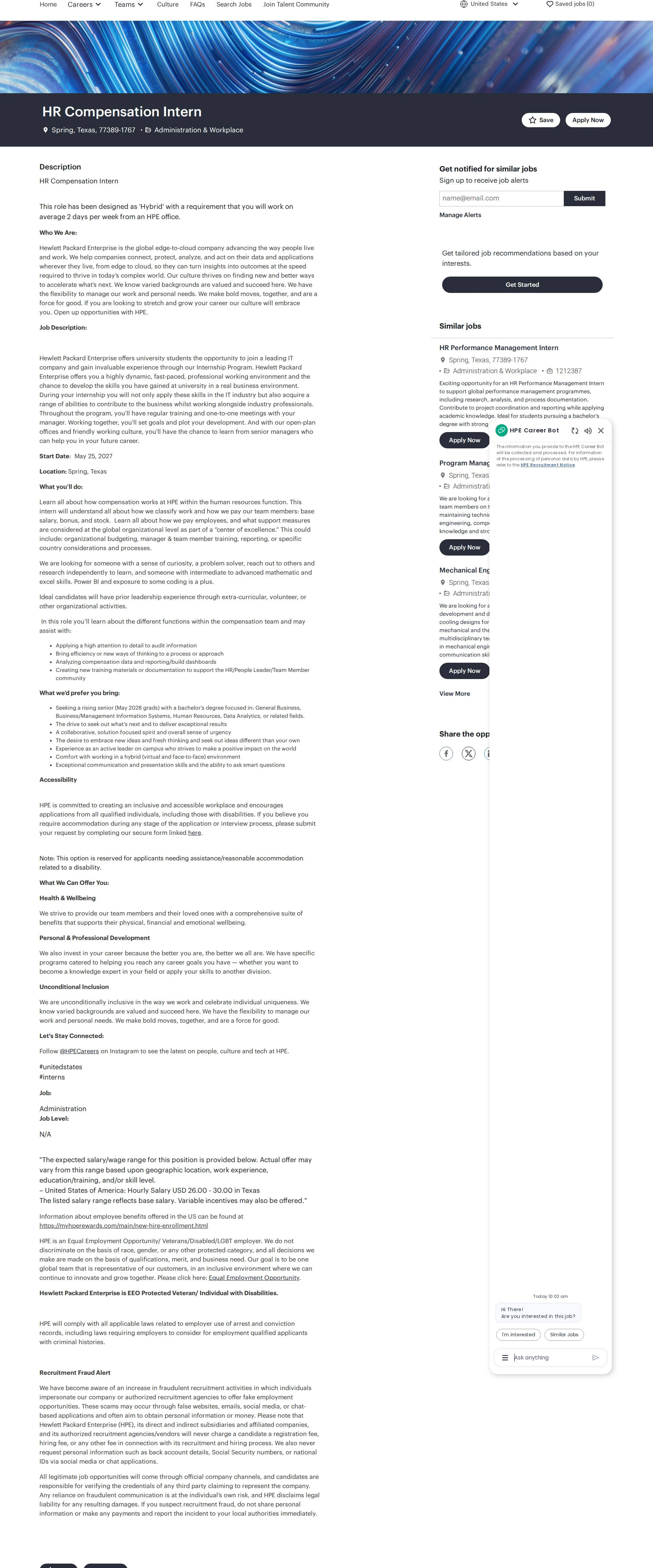 HP HR Compensation Intern 채용공고