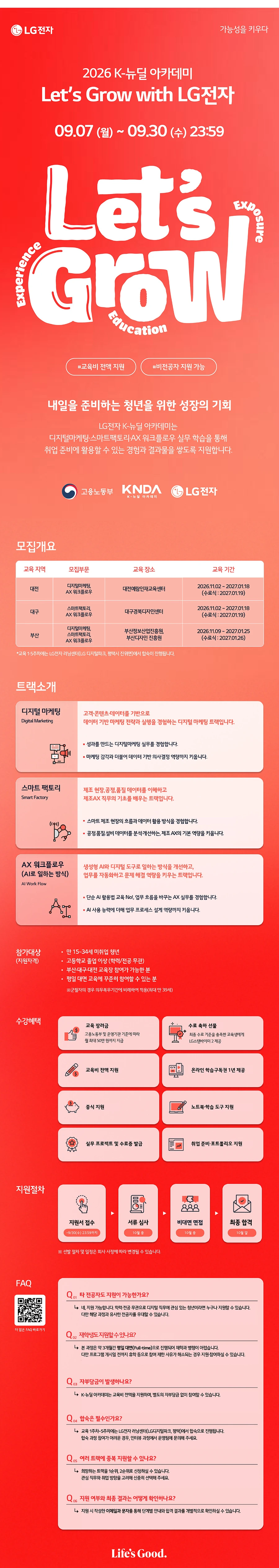 LG전자 2026 K-뉴딜 아카데미 Let's Grow with LG전자 2기 채용공고