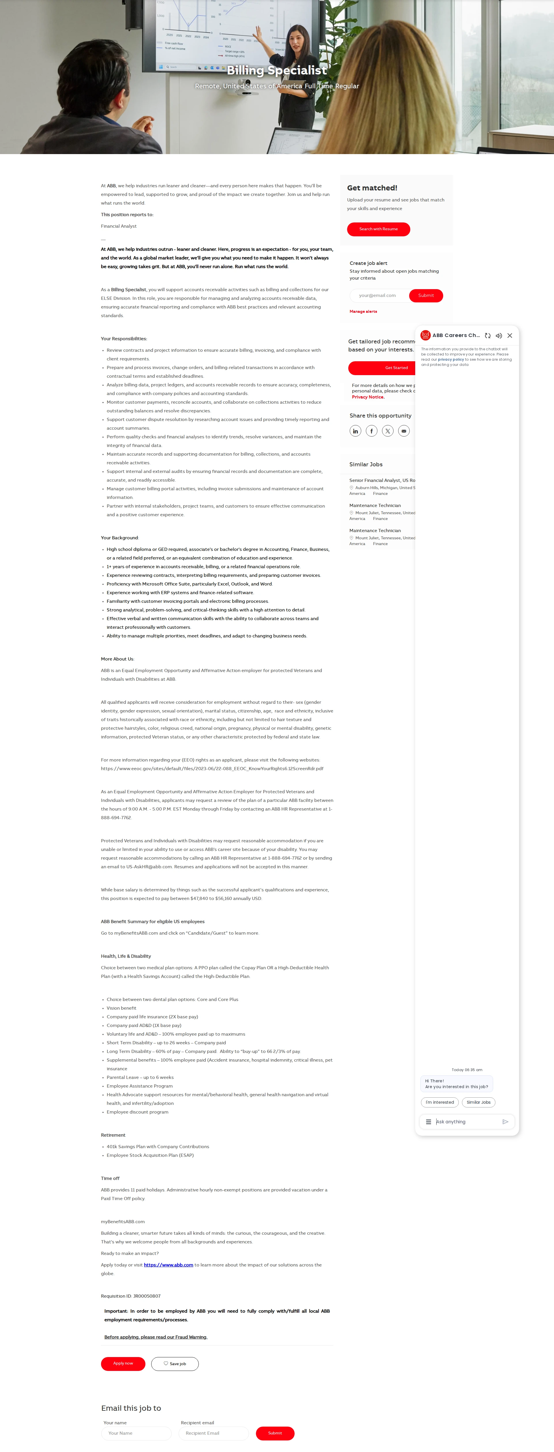 ABB코리아 Billing Specialist 채용공고