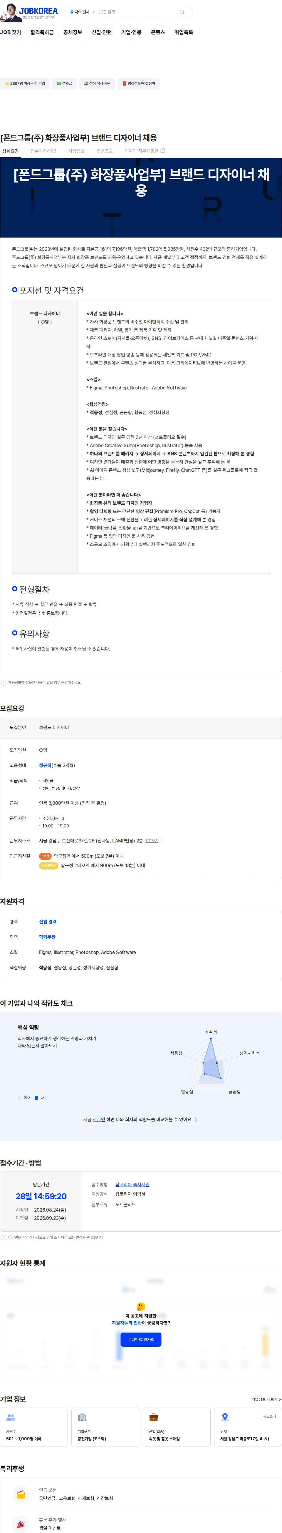 폰드그룹 [폰드그룹(주) 화장품사업부] 브랜드 디자이너 채용 채용공고