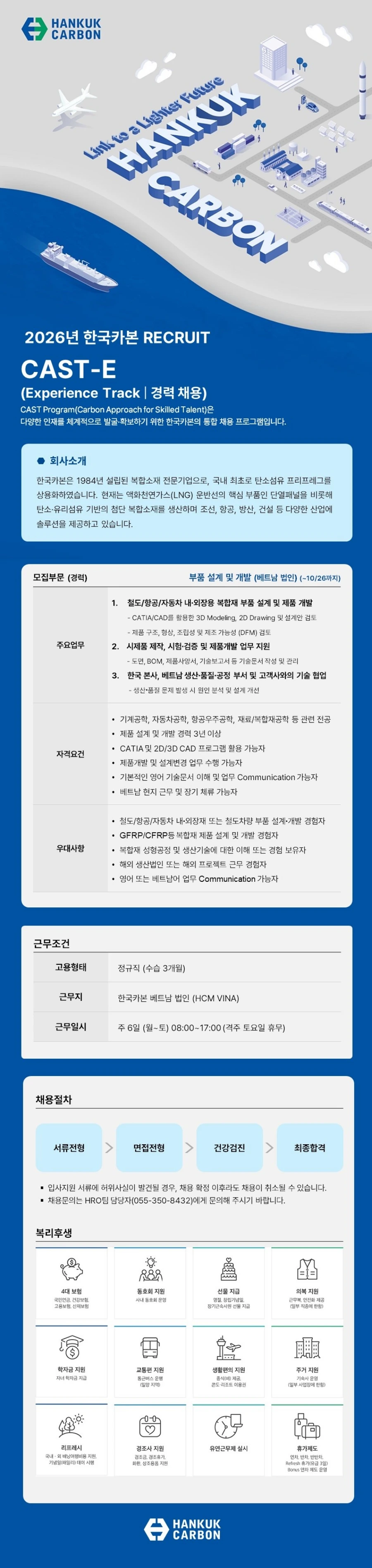 한국카본 [경력] 베트남 법인 현지 채용 - 부품 설계 및 개발 채용공고