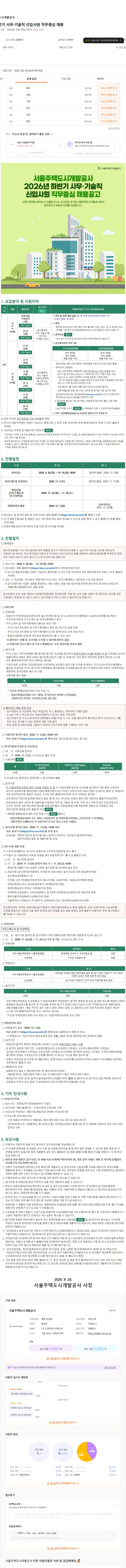 서울주택도시개발공사 2026년 하반기 사무·기술직 신입사원 직무중심 채용 채용공고