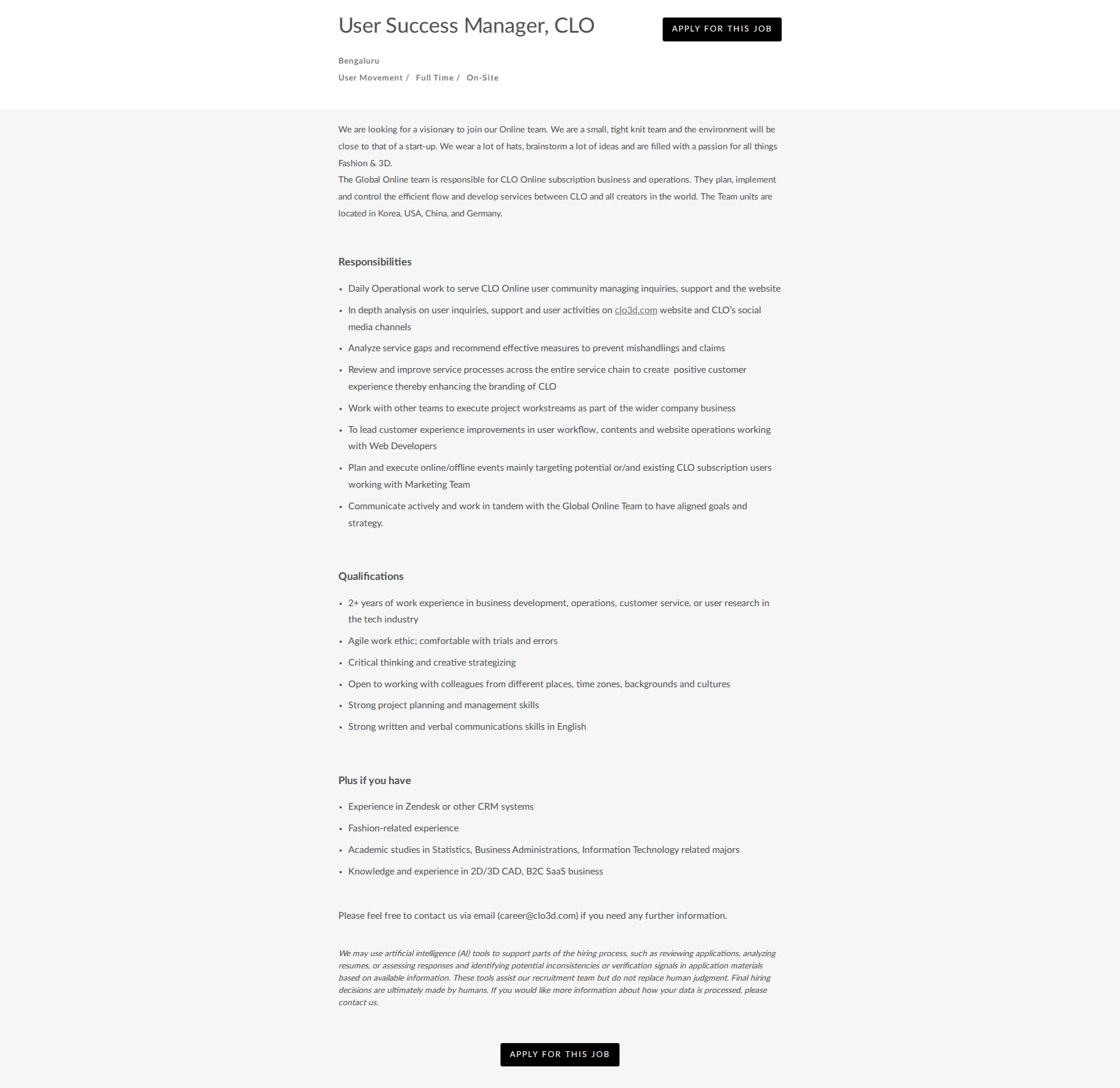 CLO User Success Manager, CLO 채용공고