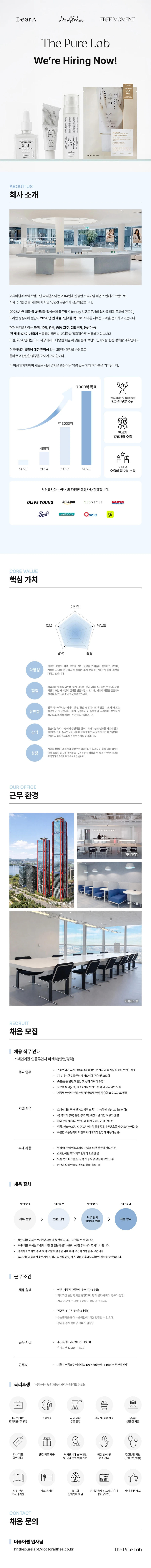 더퓨어랩 [더퓨어랩] 닥터엘시아/디어에이 스페인어권 인플루언서 마케팅 인턴(전환형)/경력 채용공고
