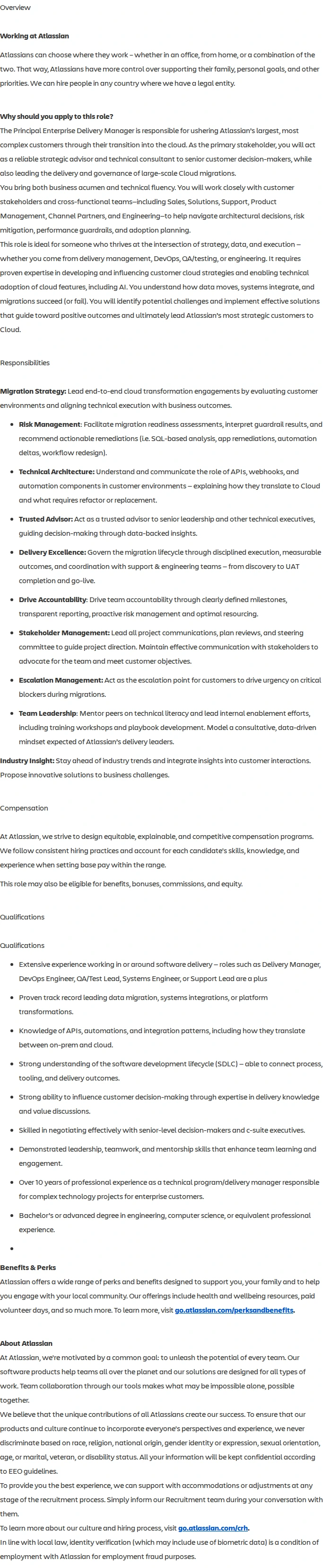아틀라시안 Principal Enterprise Delivery Manager 채용공고