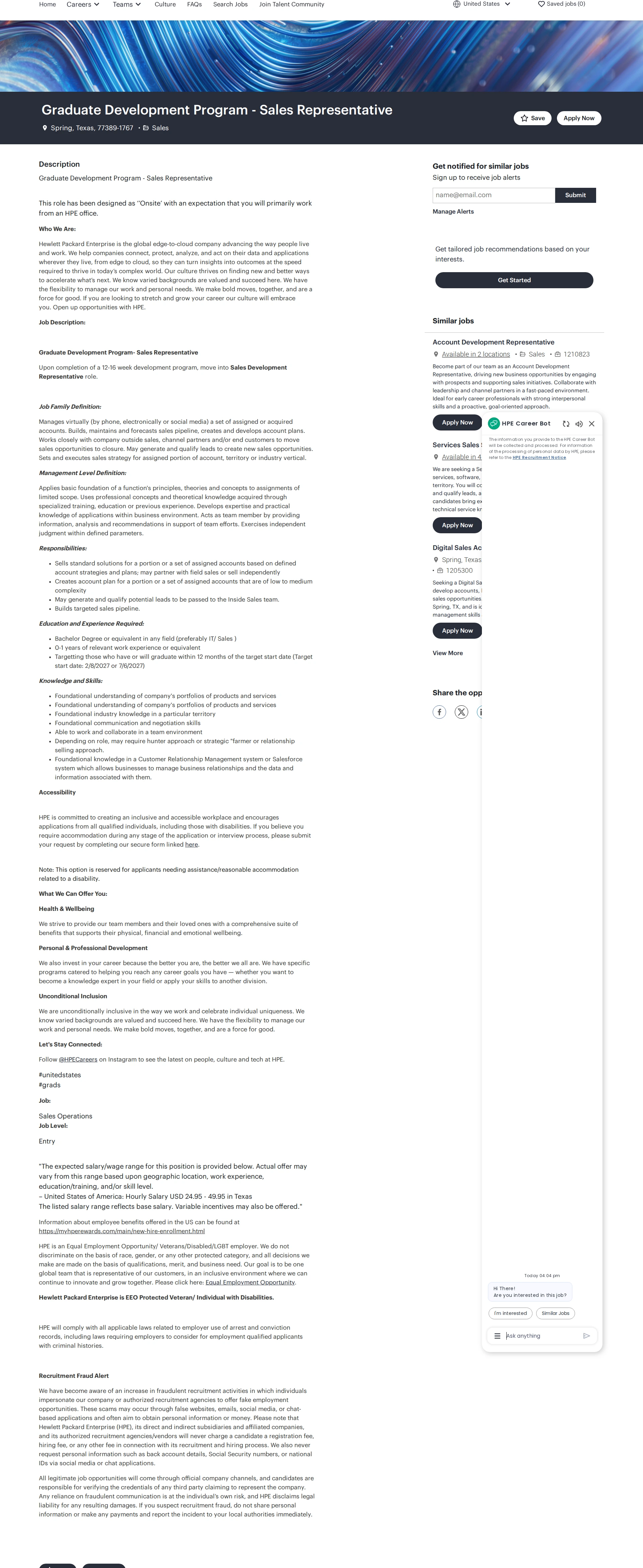 HP Graduate Development Program - Sales Representative 채용공고