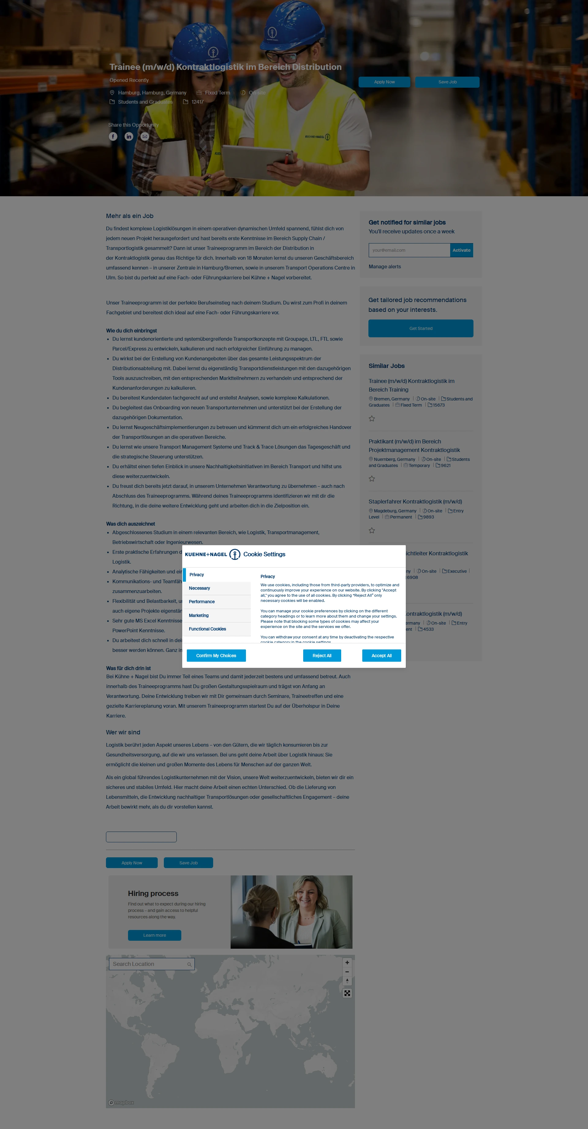 퀴네앤드나겔 Trainee (m/w/d) Kontraktlogistik im Bereich Distribution 채용공고