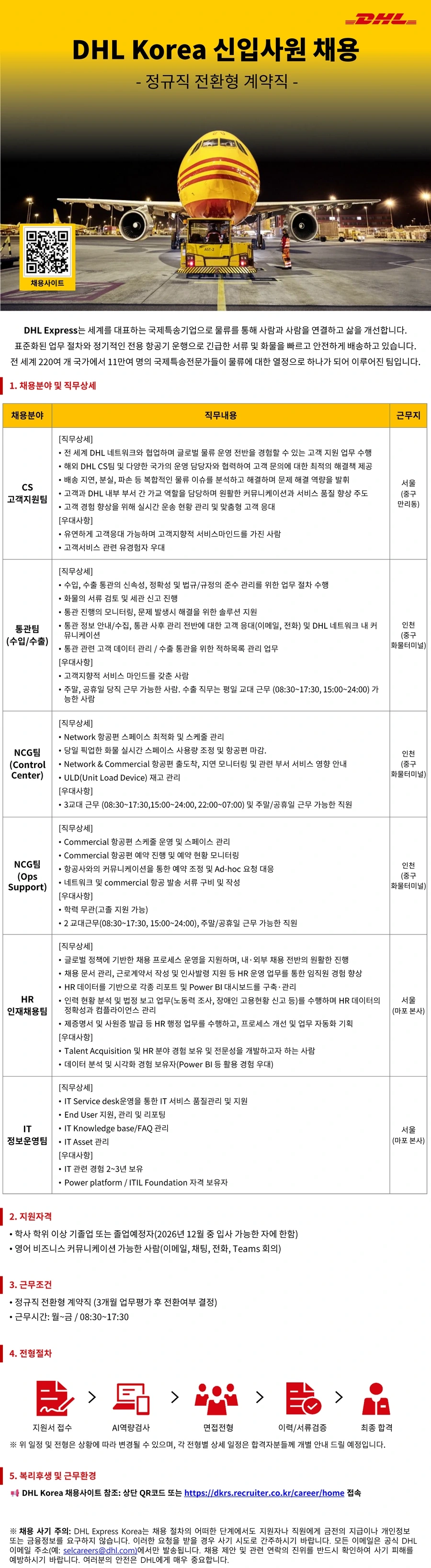 DHL DHL Korea 신입사원 채용(정규직 전환형) 채용공고