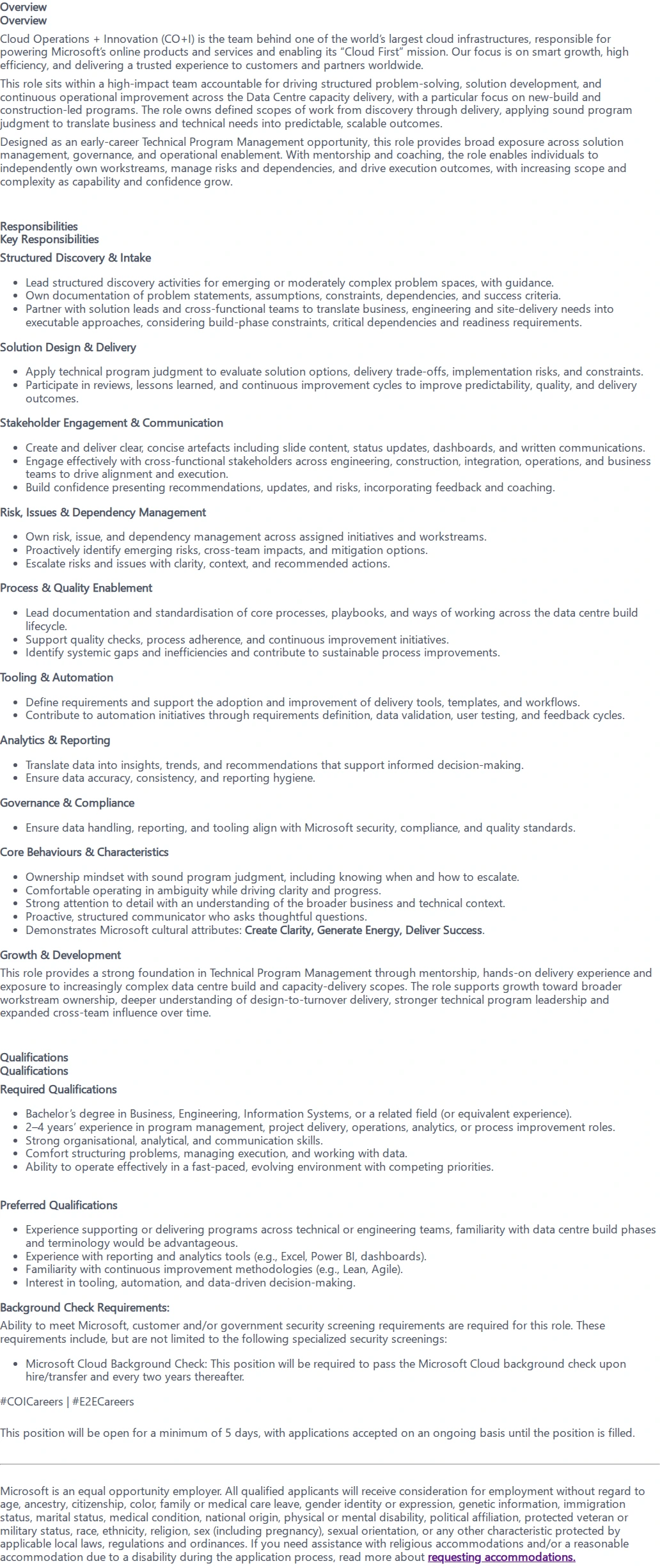 마이크로소프트(Microsoft) APAC E2E Solutions Manager 채용공고