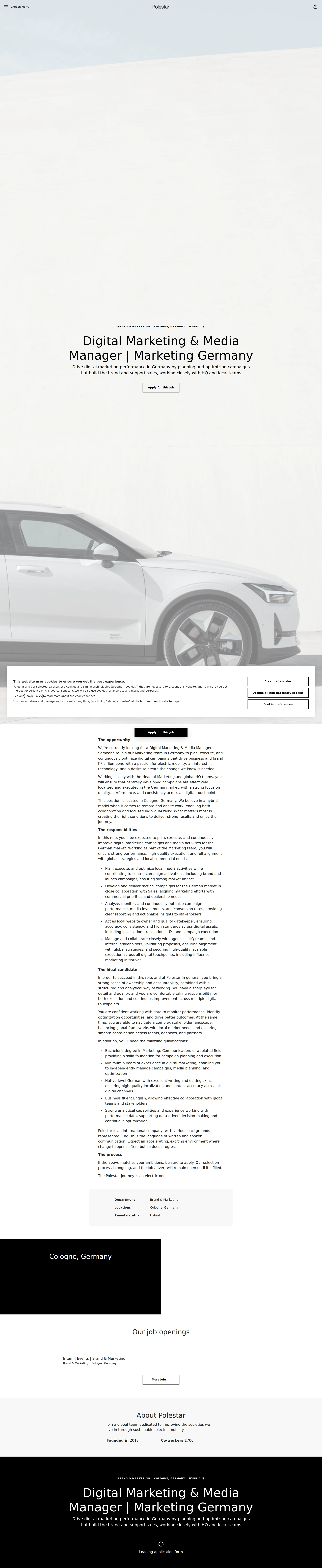 폴스타 Digital Marketing & Media Manager | Marketing Germany 채용공고