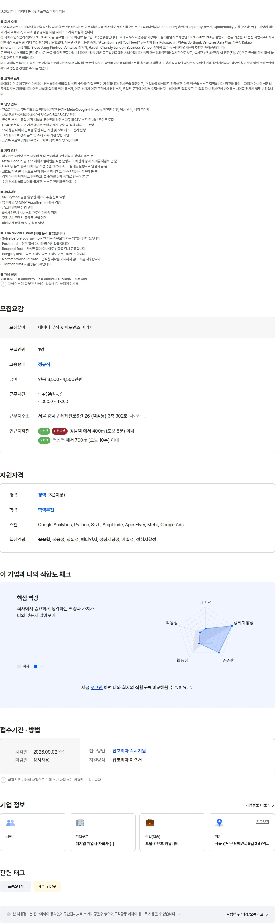 에이에스엑스컴퍼니 데이터 분석 & 퍼포먼스 마케터 정규직 채용 채용공고