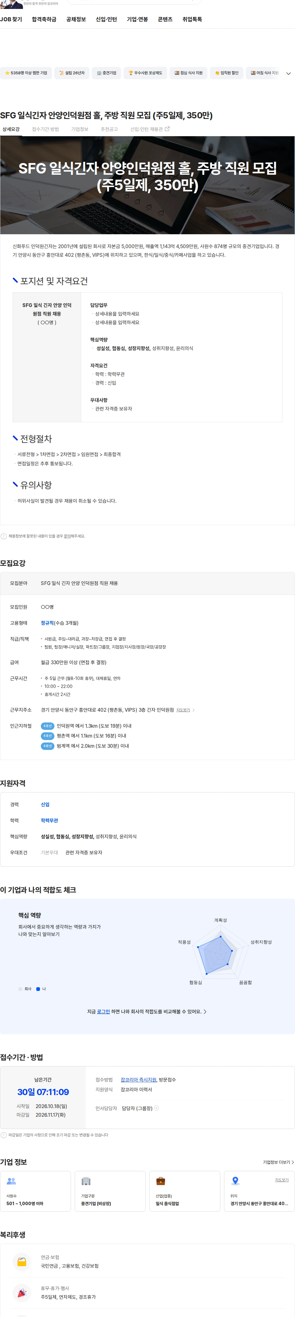 신화푸드인덕원긴자 SFG 일식긴자 안양인덕원점 홀, 주방 직원 모집 (주5일제, 350만) 채용공고