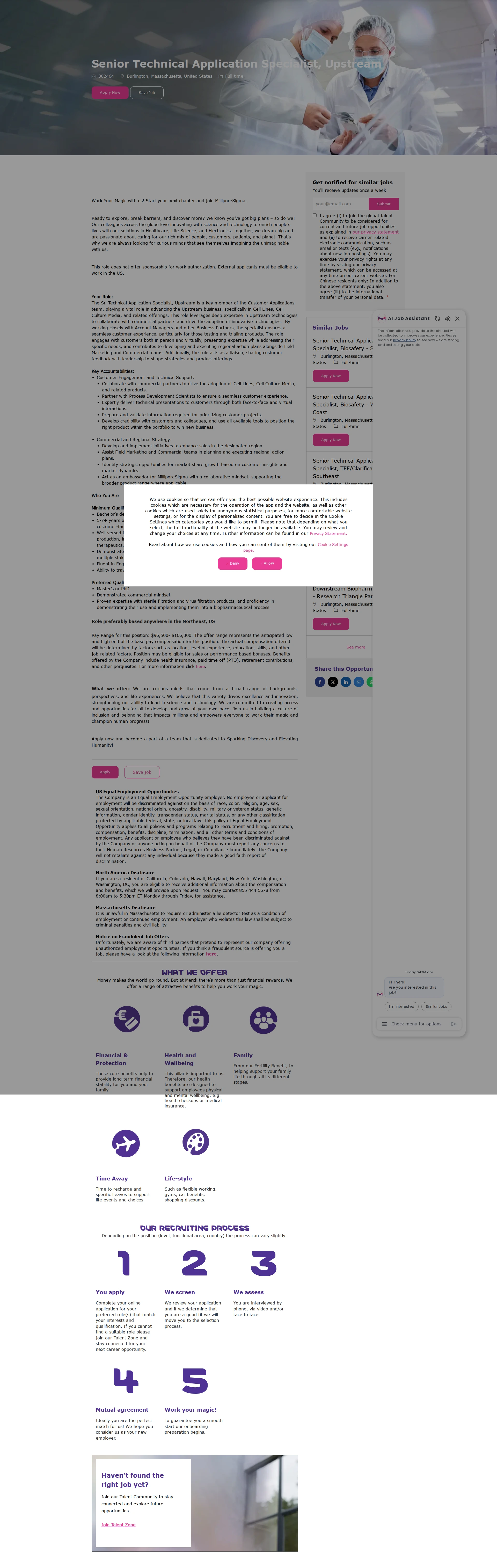 머크 Senior Technical Application Specialist, Upstream 채용공고