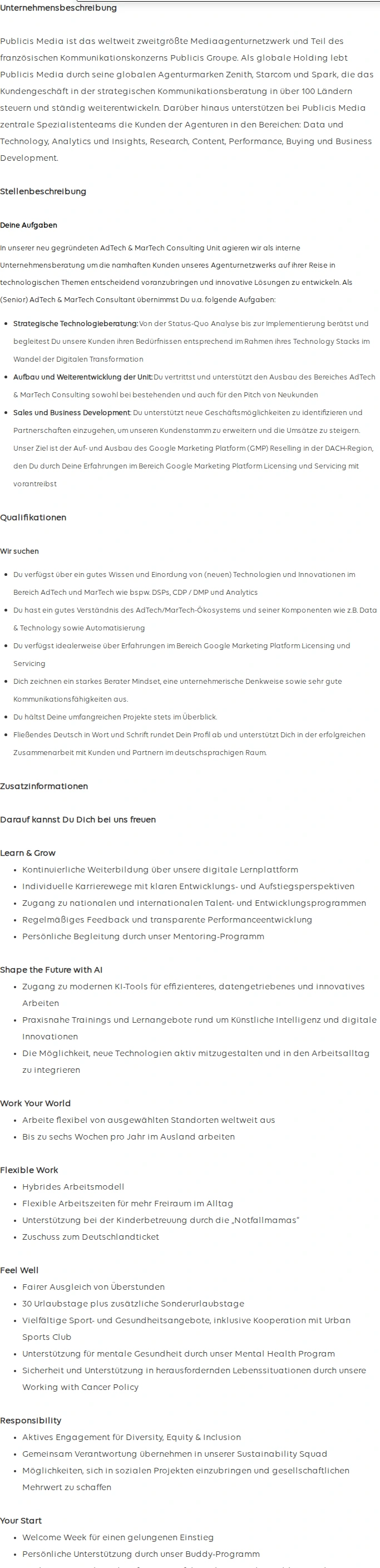Publicis Groupe (Junior) AdTech & MarTech Consultant (all genders) 채용공고