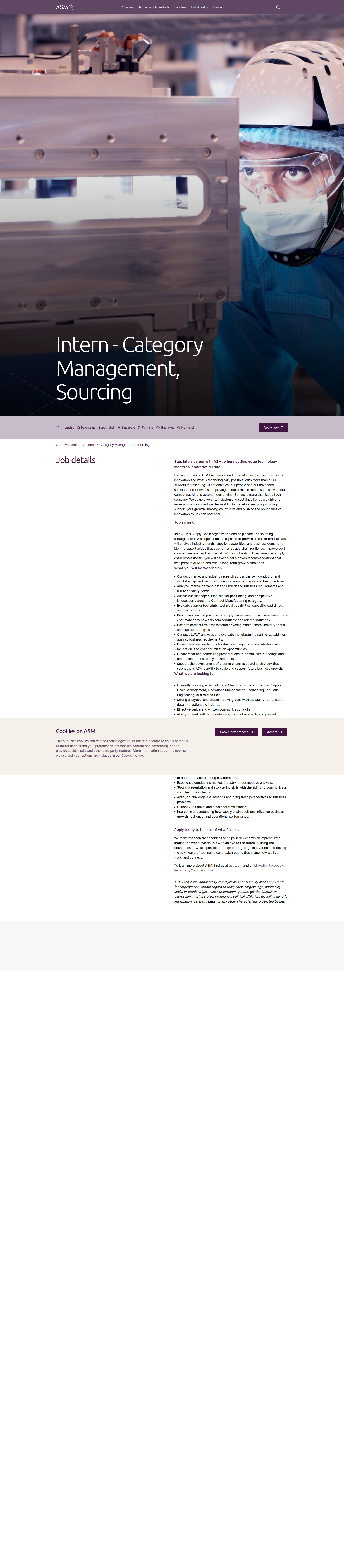 ASM Intern - Category Management, Sourcing 채용공고