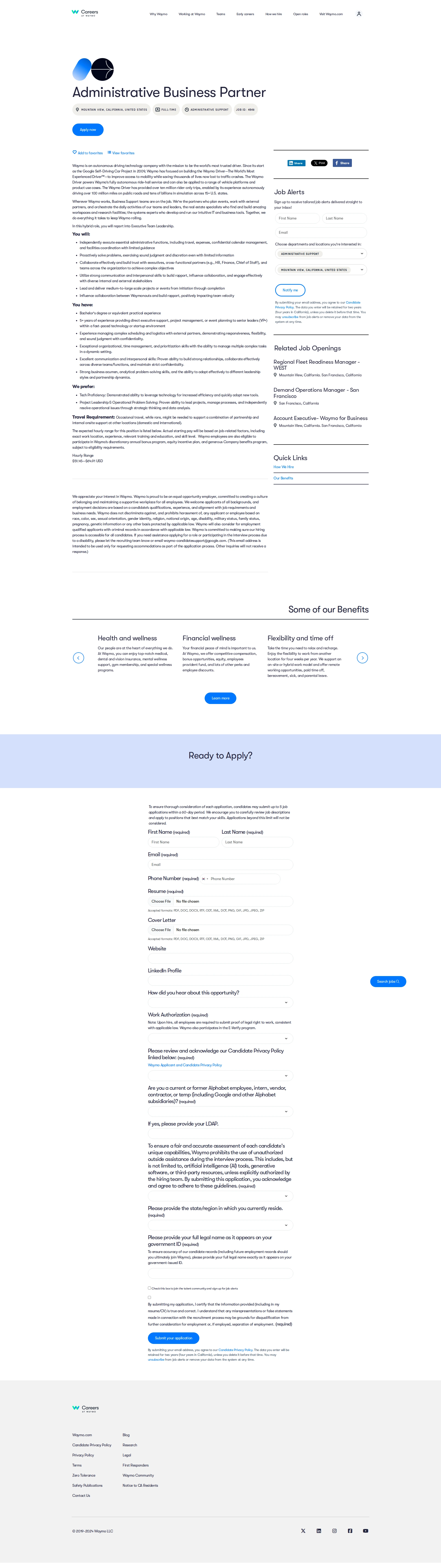웨이모 Administrative Business Partner 채용공고