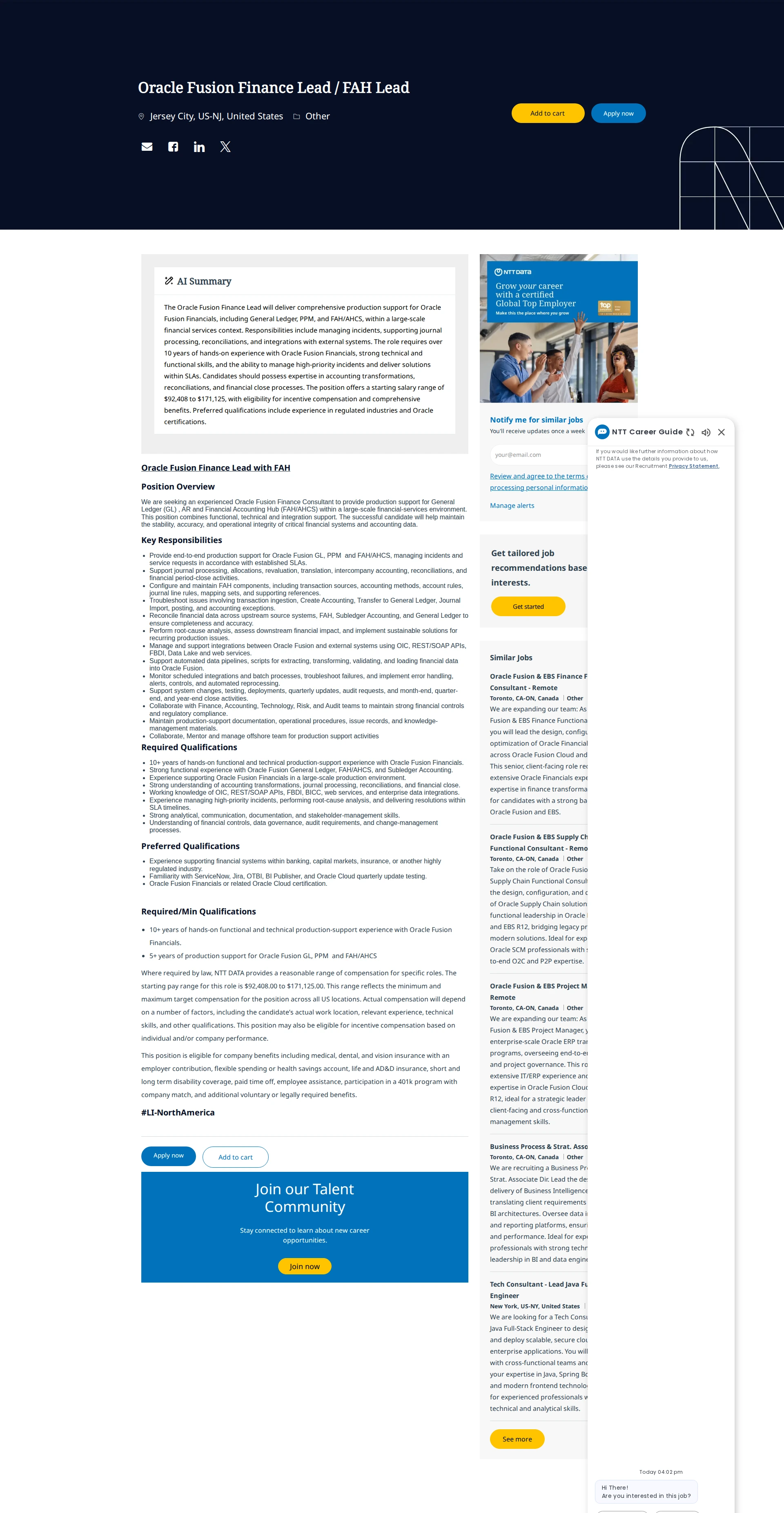 [NTT데이터] Oracle Fusion Finance Lead / FAH Lead 채용 | IT_개발