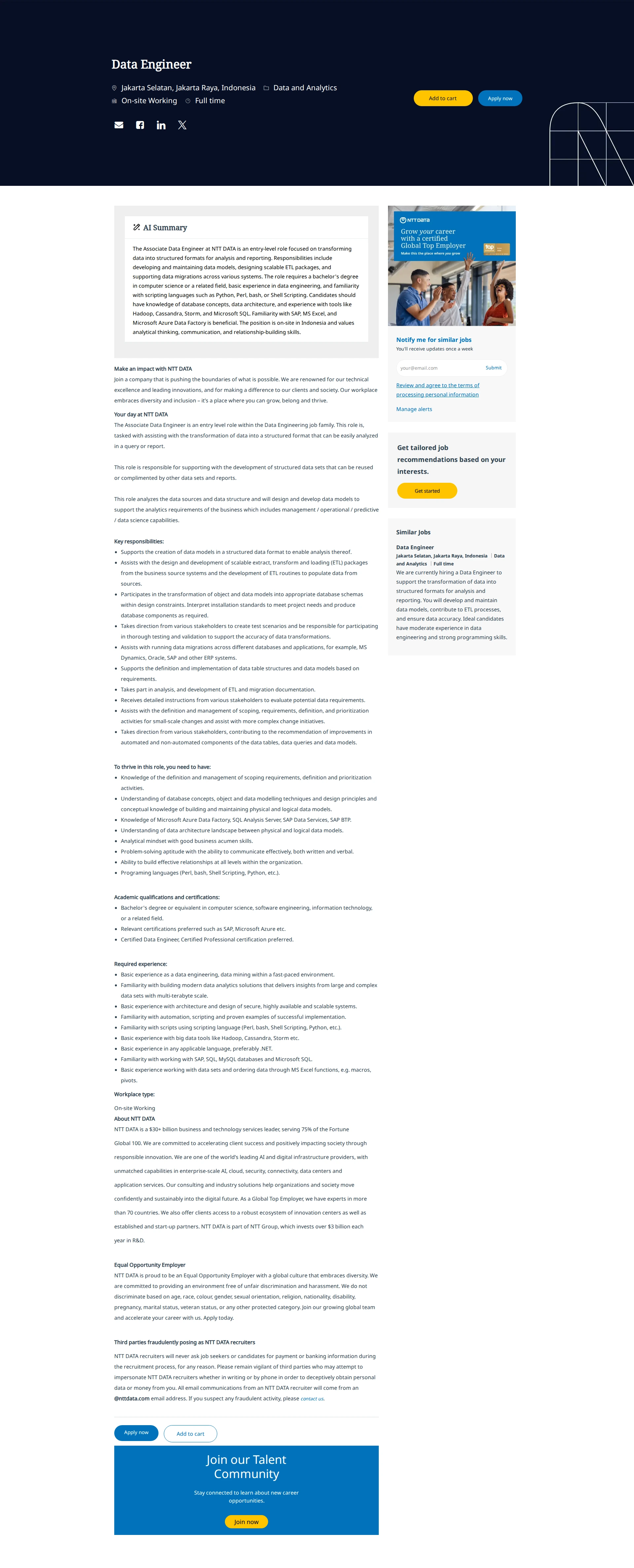 NTT데이터 Data Engineer 채용공고