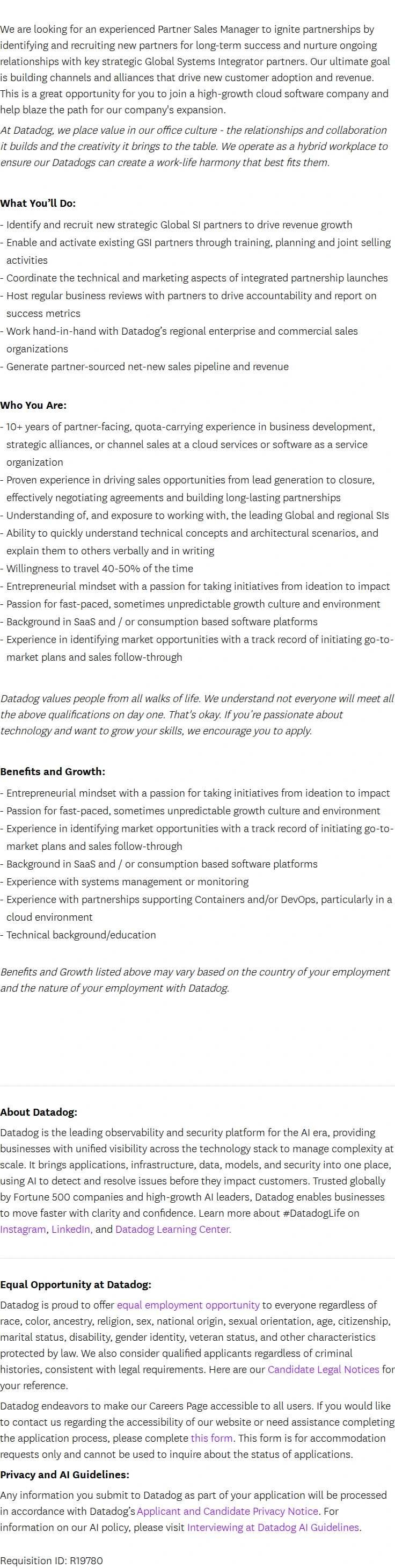 데이터독 Principal Partner Manager - Channels (EMEA GSI) 채용공고