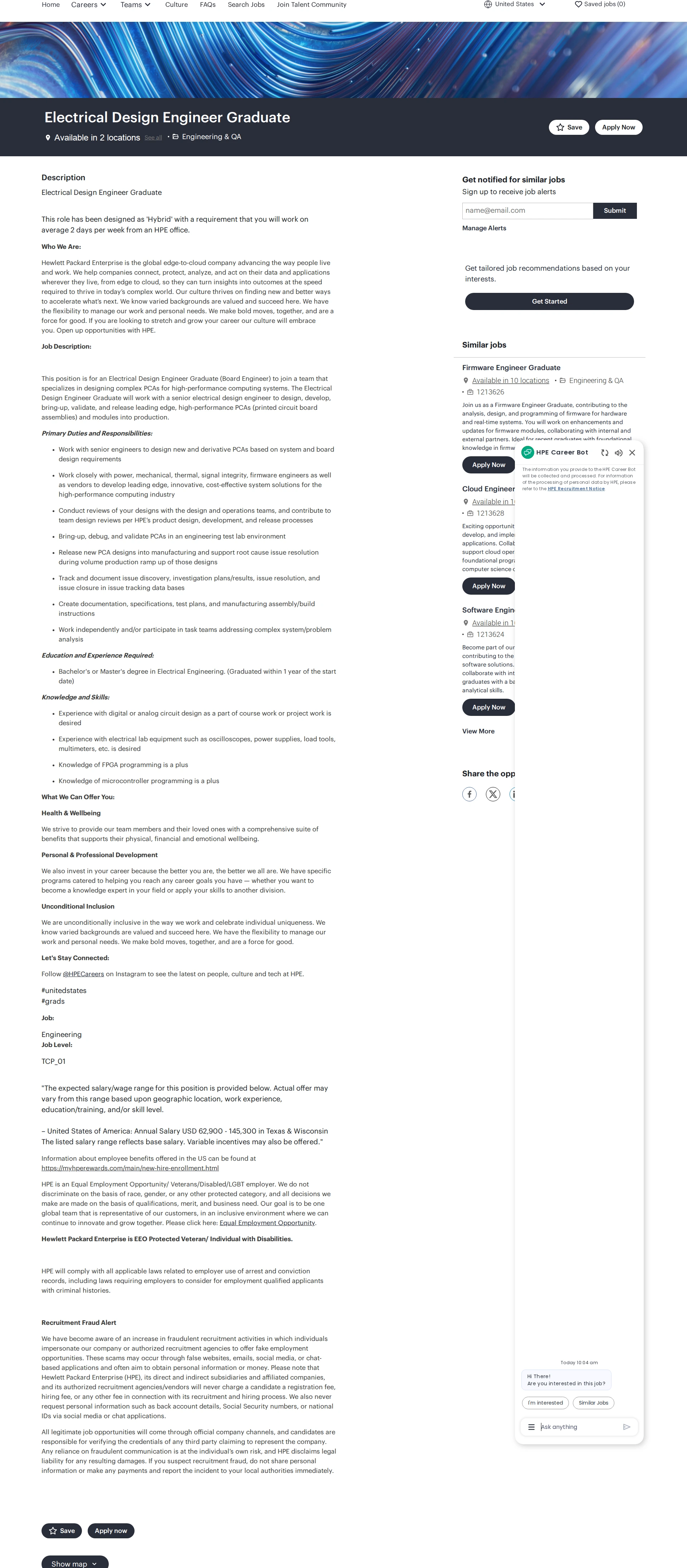 HP Electrical Design Engineer Graduate 채용공고