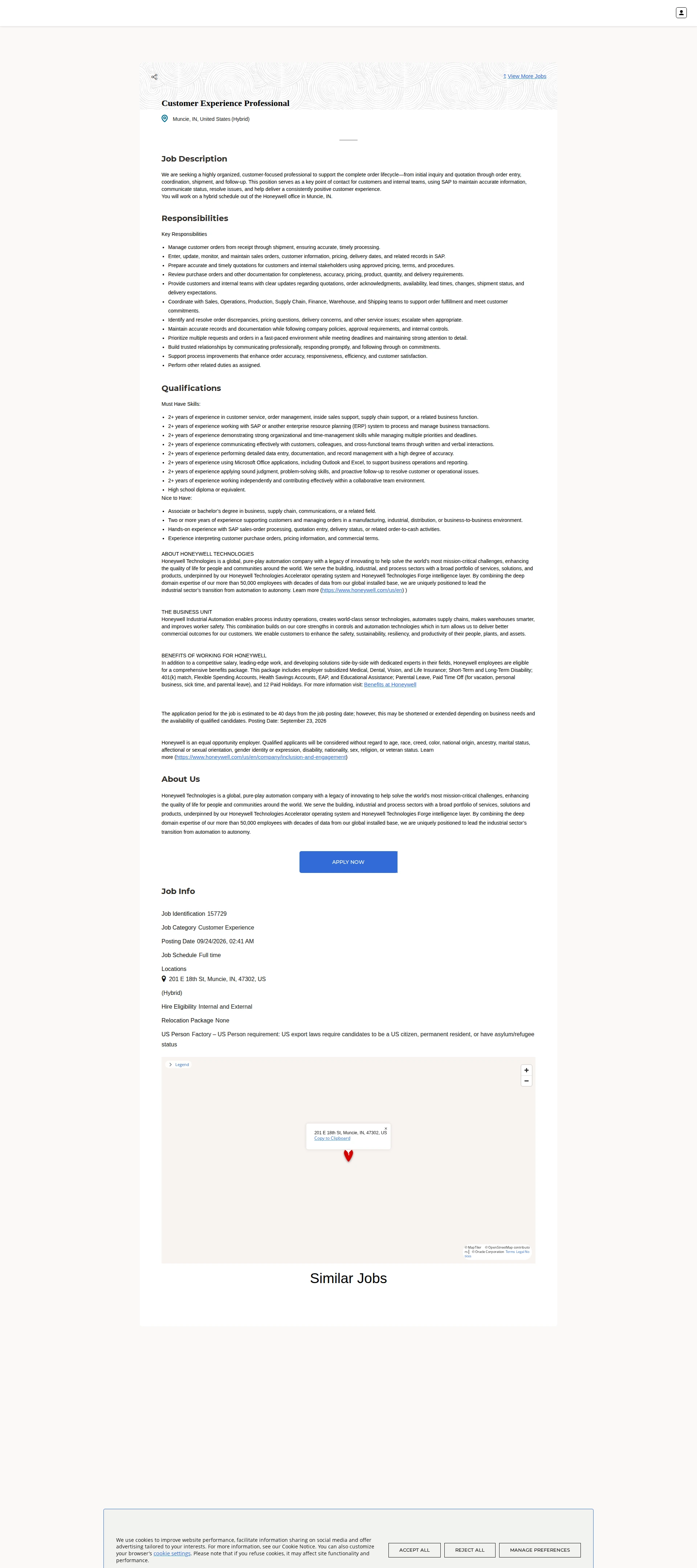 허니웰 Customer Experience Professional 채용공고