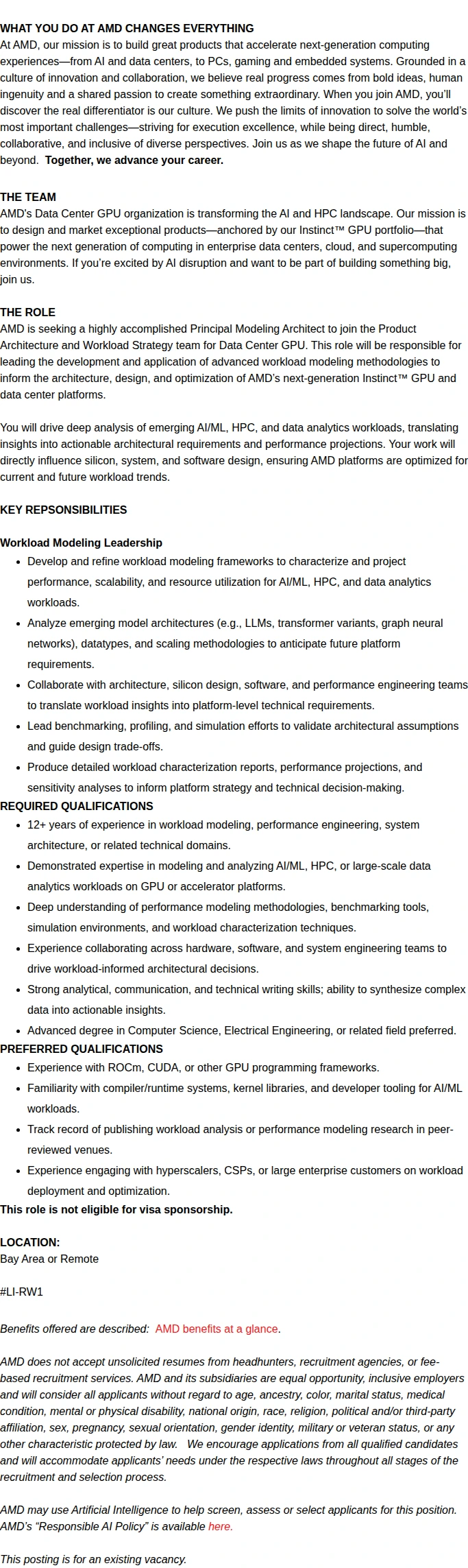 AMD Principal Modeling Architect - DC GPU 채용공고