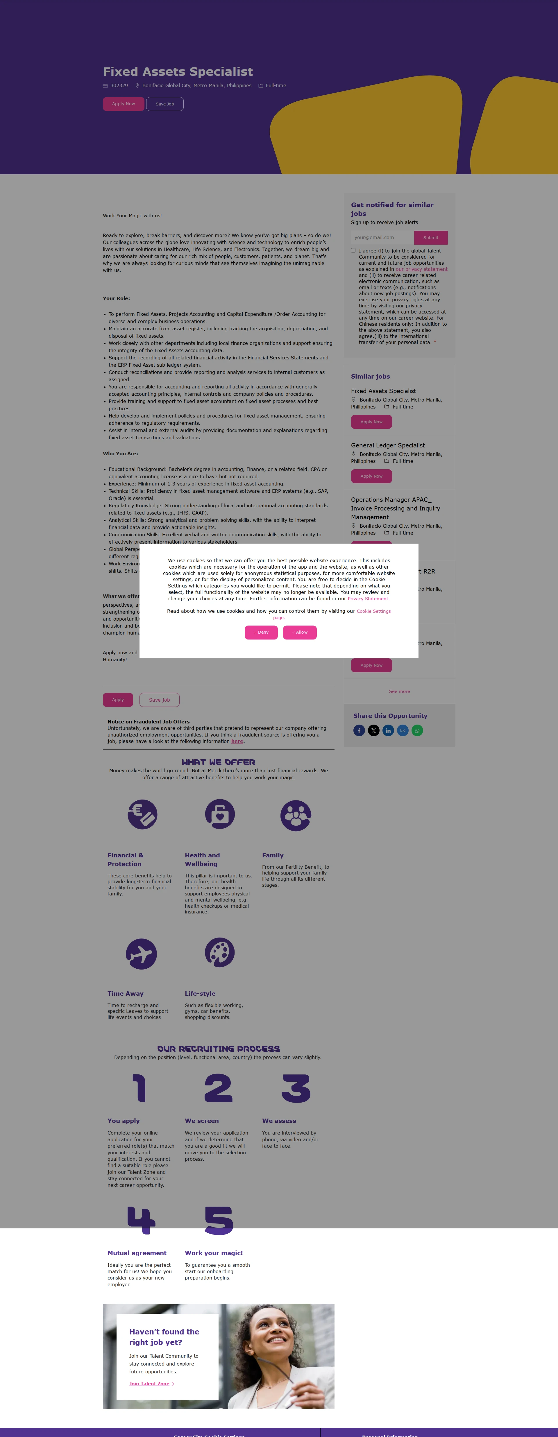 머크 Fixed Assets Specialist 채용공고