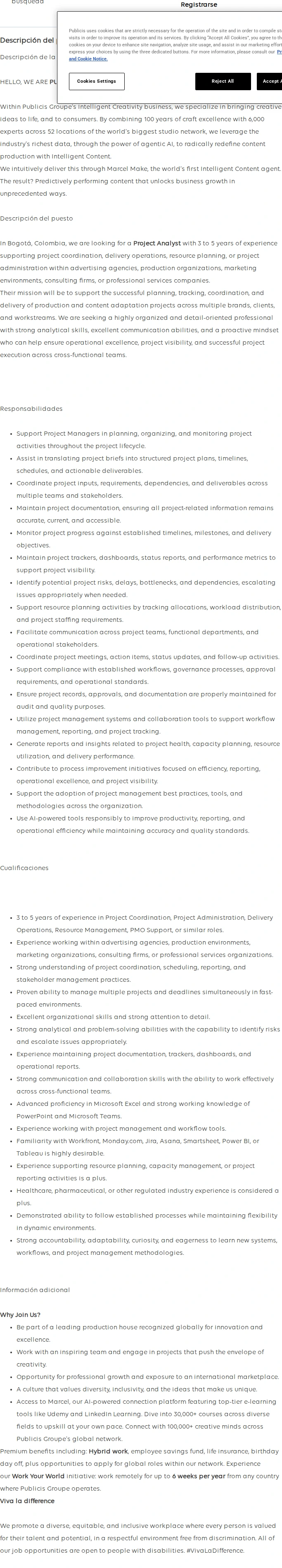 Publicis Groupe Project Analyst 채용공고