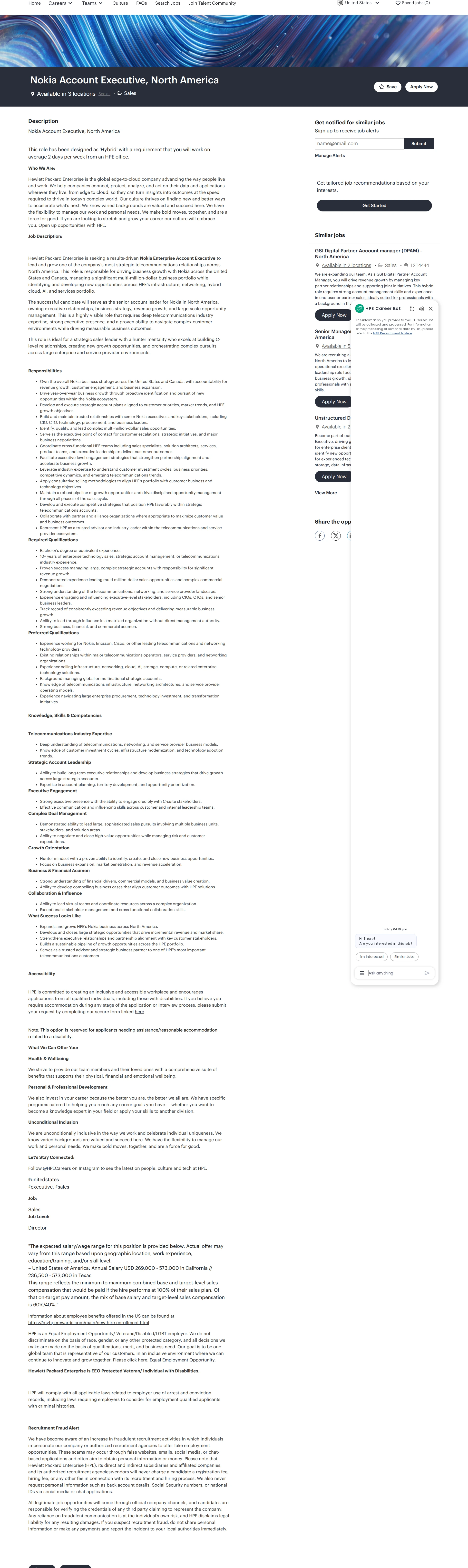 HP Nokia Account Executive, North America 채용공고