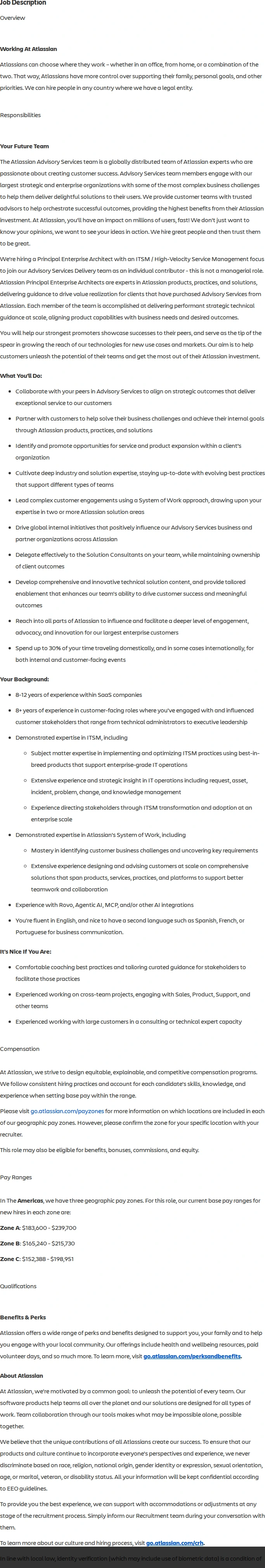 아틀라시안 Principal Enterprise Architect 채용공고