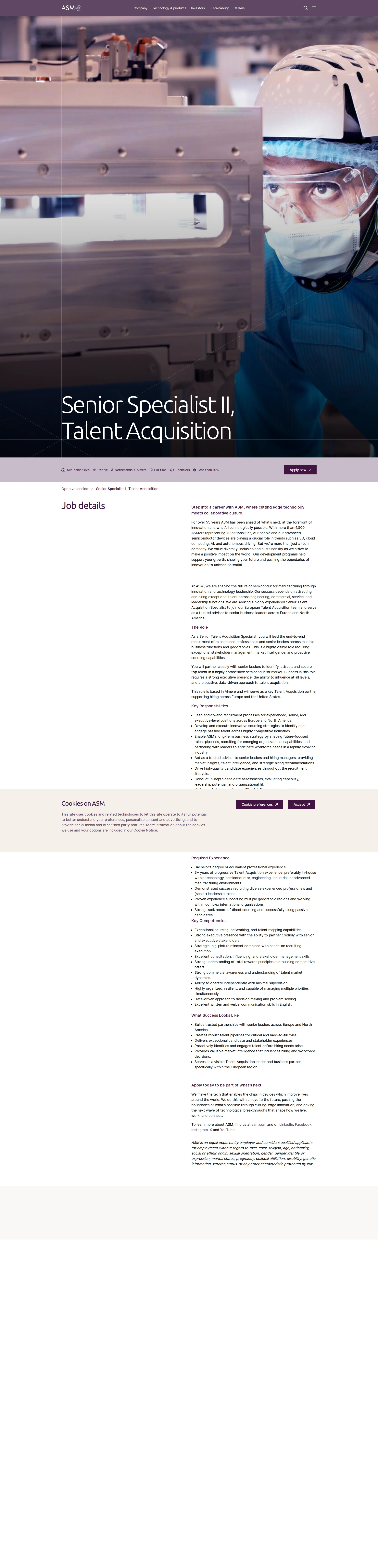 ASM Senior Specialist II, Talent Acquisition 채용공고