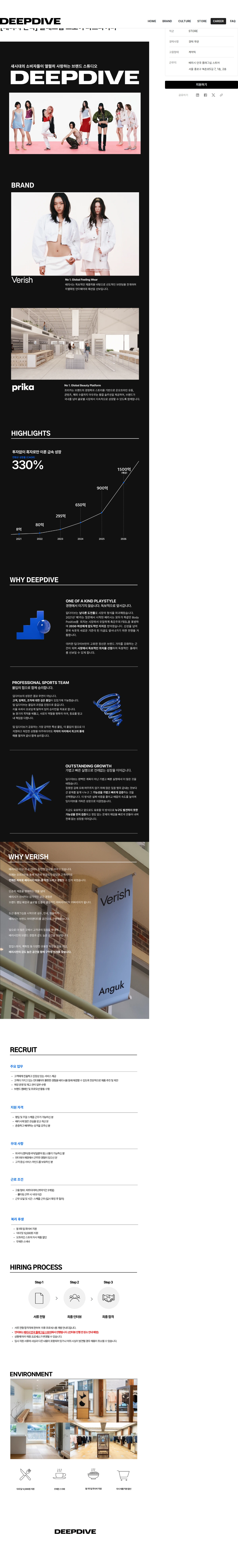 딥다이브 [베리시 안국] 플래그십 스토어 파트타이머 채용공고