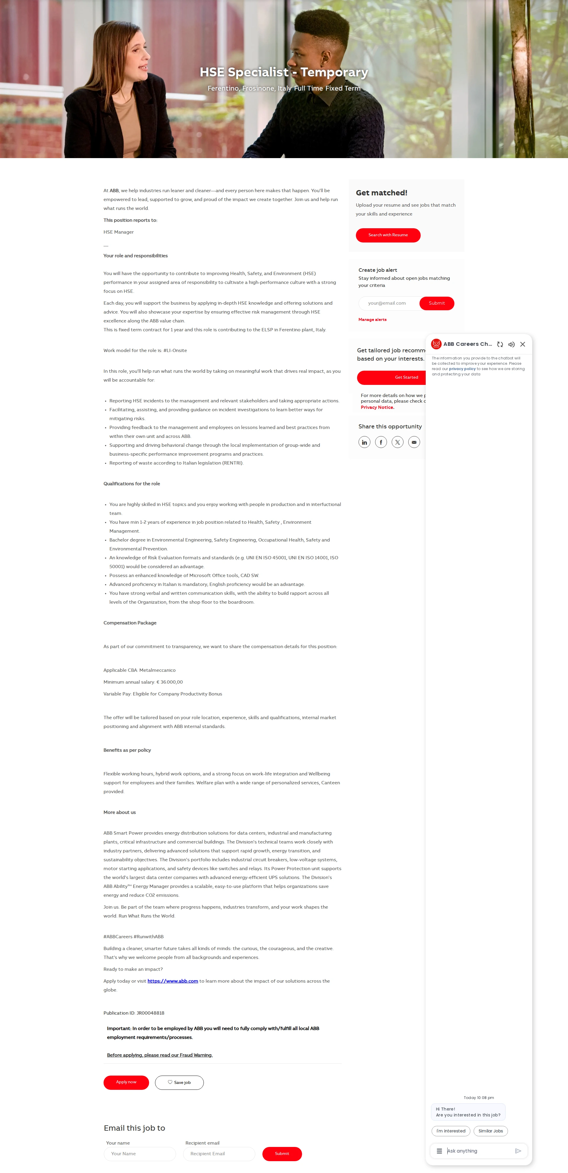 ABB코리아 HSE Specialist - Temporary 채용공고