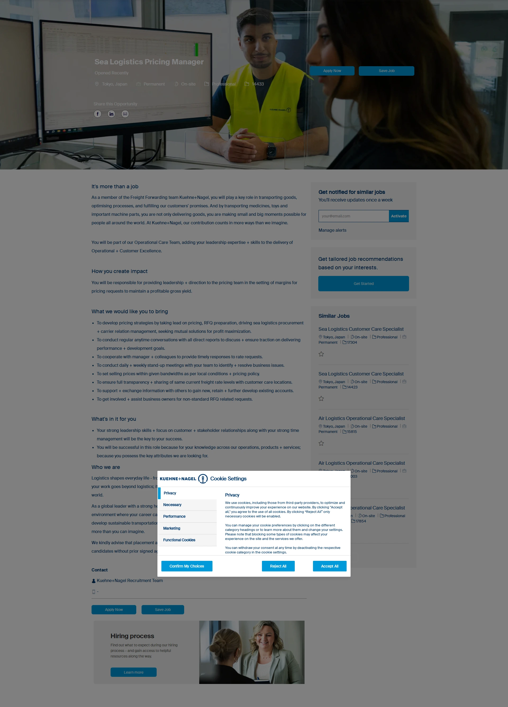 퀴네앤드나겔 Sea Logistics Pricing Manager 채용공고