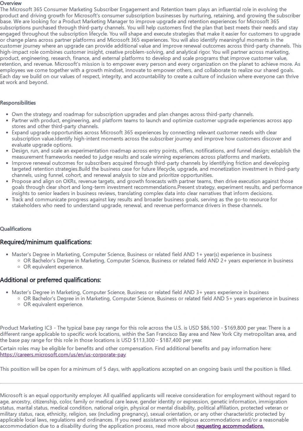 마이크로소프트(Microsoft) Product Marketing Manager 채용공고