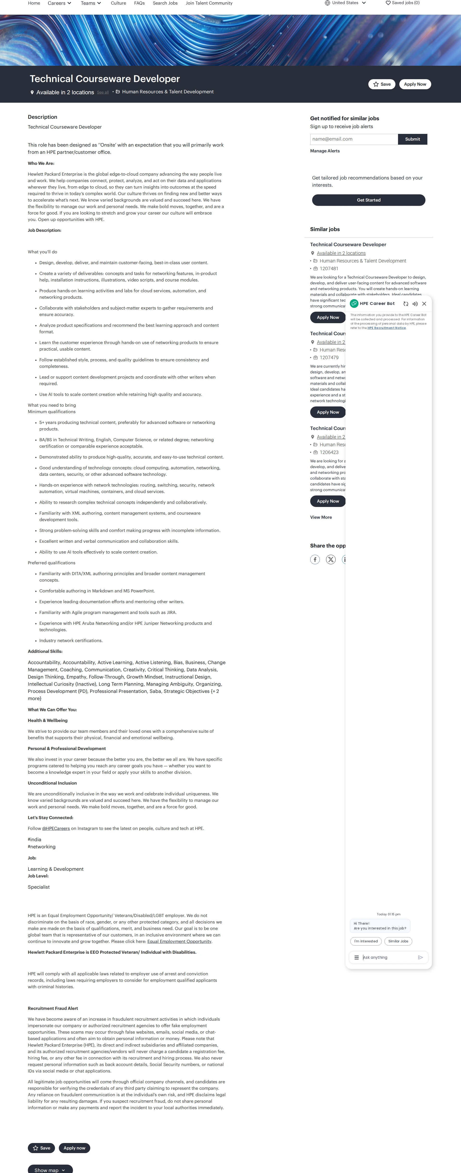 HP Technical Courseware Developer 채용공고