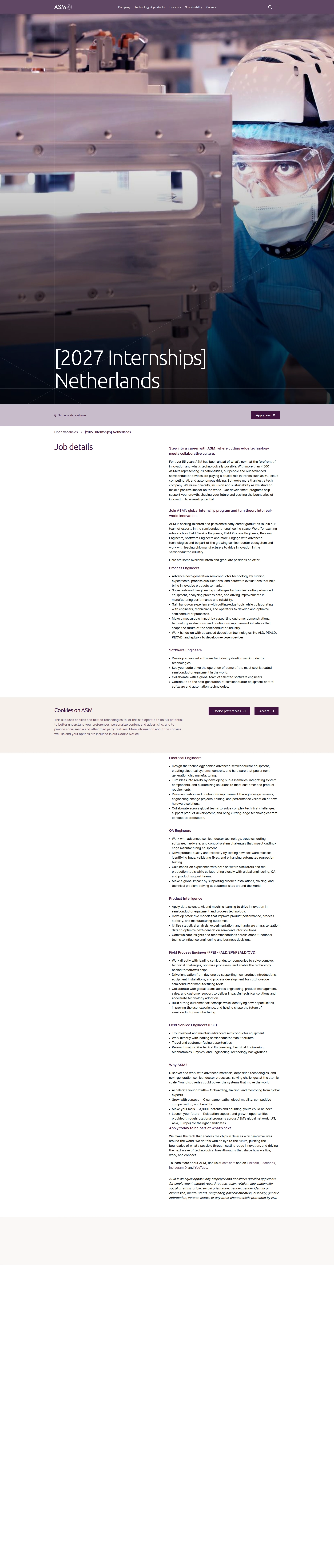 ASM [2027 Internships] Netherlands 채용공고