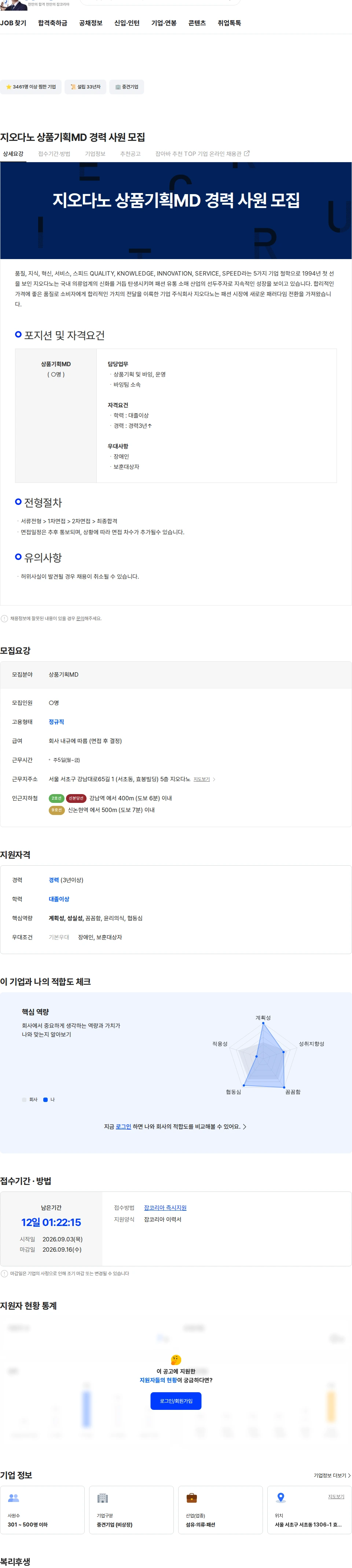 지오다노 지오다노 상품기획MD 경력 사원 모집 채용공고