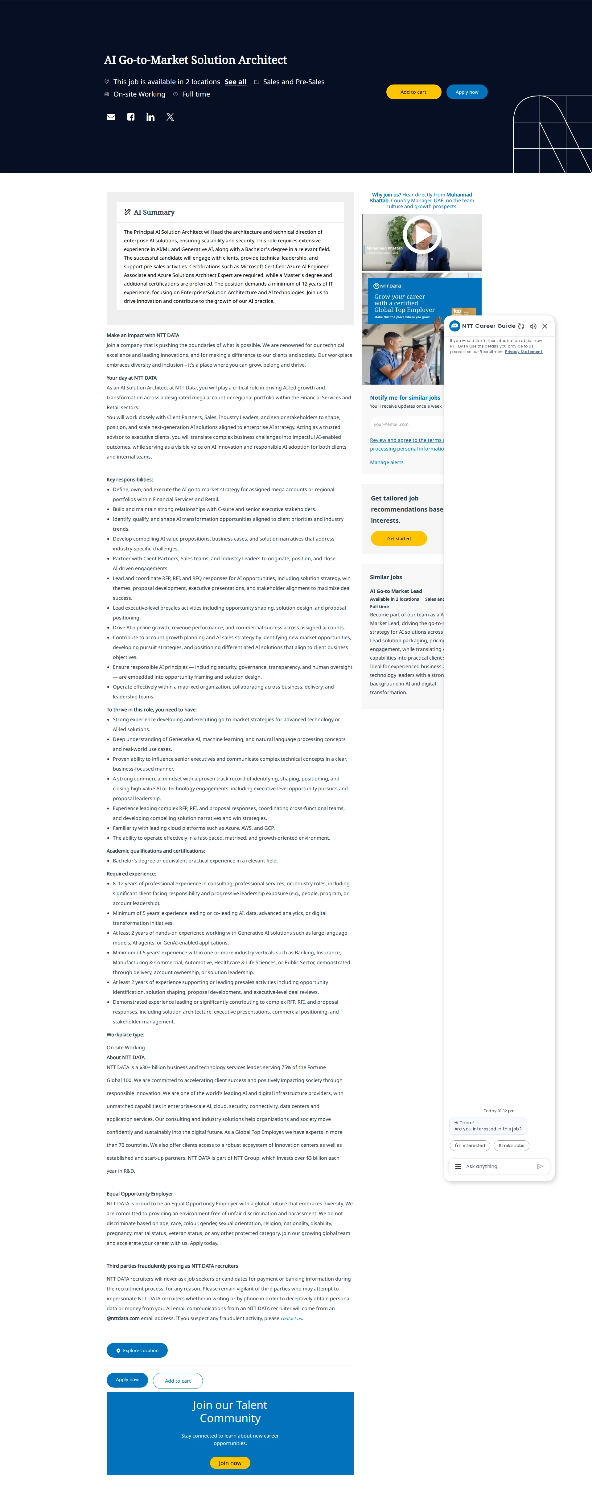 NTT데이터 AI Go-to-Market Solution Architect 채용공고