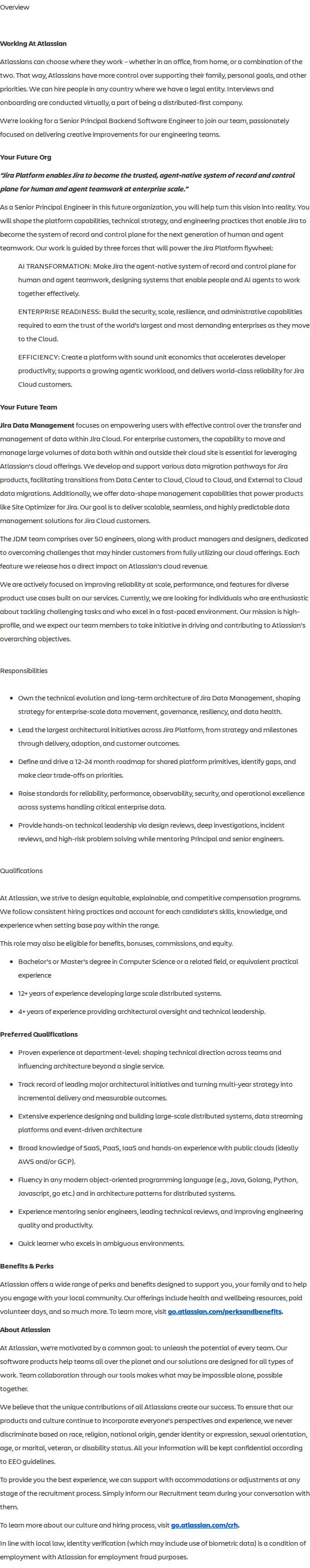 아틀라시안 Senior Principal Engineer - Jira Platform 채용공고