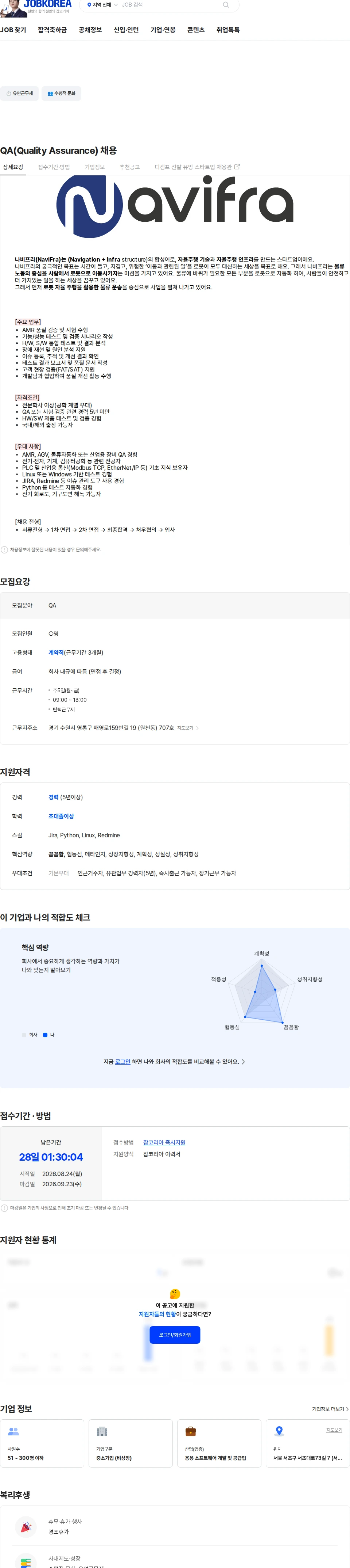 나비프라 QA(Quality Assurance) 채용 채용공고