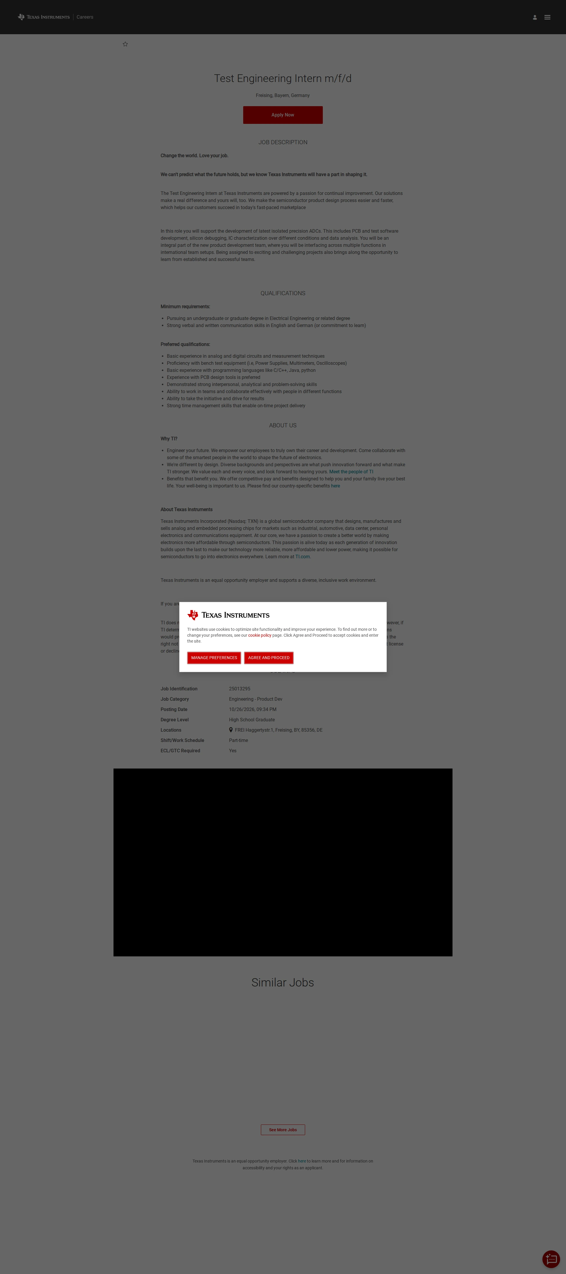 텍사스인스트루먼트코리아 Test Engineering Intern m/f/d 채용공고